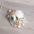Bianco Verde Rosa Fiore Damigella d'Onore Corsetto Polso Perla Nastro Matrimonio Festa - Corsage da polso bianchi e verdi