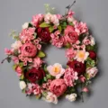 Artificial peony flower wreath, pink and burgundy floral garland for home decor door. - Style A (50cm)