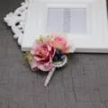Kunstmatige roos corsage bruiloft bloem accessoire voor bruidegom en bruidsmeisje - Corsage / Dieproze
