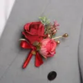 Hochzeit burgunder Boutonniere Bräutigam Anzug Blume Korsage Brautpaar Accessoire - Ansteckblume