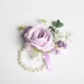 Paarse kunstmatige roos polscorsage met parelarmband voor huwelijksbruid feest accessoires - 8*12mm / Stijl E (polscorsage)