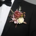Europese stijl bruiloft kunstmatige roos boutonnière voor bruidegom pak roze wit variant item - Corsage stijl A