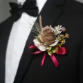 Elegante bruiloft kunstmatige roos corsage bruidegom pak bloem decoratie bruin kleur - Corsage stijl B