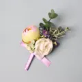 Wedding boutonniere artificial flower lapel pin for groom bride purple floral brooch - 8*12mm / Type C (Corsage)
