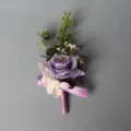 Purple artificial rose corsage for wedding groom and bride, elegant fabric flower brooch. - 8*12mm / Type B (Corsage)