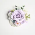 Purple artificial rose corsage with pearl bracelet and green leaves for wedding party. - 8*12mm / Style B (Wrist Corsage)