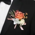 Elegant wedding rose boutonnière artificial flower groom suit chest corsage party accessory. - Style F Boutonnieres