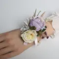 Artificial flower wrist corsage pearl bracelet for wedding bridesmaid party elegant floral band - Style E Wrist Corsages
