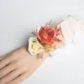 Artificial rose wedding wrist corsage bracelet with pearls for bridesmaid and bride party decoration. - Style F Wrist Corsages