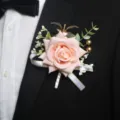 Wedding corsage artificial rose boutonniere for men groom suit party decoration accessory - Champagne Boutonniere