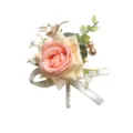 Artificial rose boutonniere corsage for wedding groom groomsmen guest party dress accessory. - Champagne Heart Corsage