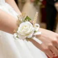 Forest style artificial white rose wrist flower wedding bridal corsage party accessory. - White Wrist Flower