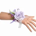 Purple wrist corsage wedding flower artificial rose wristband for brides and bridesmaids. - Style C Wrist Corsage