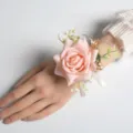 Elegant artificial pink rose wrist corsage for wedding bridal party dress decoration - Champagne Wrist Corsage