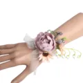 Purple artificial flower wrist corsage for wedding party bridesmaid floral decoration - Style E Wrist Corsage