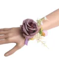 Artificial purple rose wrist corsage for wedding bridal party floral decoration accessory. - Style F Wrist Corsage