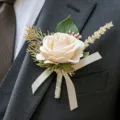 Wedding rose boutonnière groom groomsmen suit flower brooch artificial floral lapel pin decor - Champagne Boutonniere