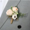 Handmade simulation rose boutonnière for wedding groom, elegant floral lapel suit pin decor. - Style C