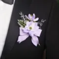 Koreaanse stijl paarse Morandi bloem corsage elegante accessoire voor bruidegom trouwpak - Corsage stijl B