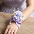 Lila künstliche Blume Handgelenk Korsage für Hochzeit Brautjungfer Party Kleid Zubehör - Handgelenk-Corsage Stil A