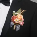 Oranje rustieke kunstmatige huwelijksboutonnière voor bruidegom pak revers bloem - Corsage stijl A