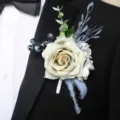 Vintage simulation rose boutonniere brooch for groom wedding European style floral accessory - Vintage Green Boutonniere