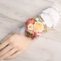 Oranje bos stijl kunstmatige pols bloem huwelijk bruid bruidsmeisje bloem armband accessoire - Polscorsage stijl A