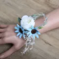 Artificial flower wrist corsage white rose blue daisy wedding bridesmaid bracelet decor - Style F (Wrist Corsage)
