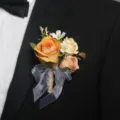 Orange simulation wedding corsage boutonniere for groom and best man celebration event. - Boutonniere Style C