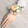 Orange forest style artificial flower wrist corsage for wedding bridesmaid bridal party decor - Style D Wrist Corsages