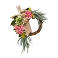 Artificial Hydrangea Wreath Pastoral Style Door Hanging Wall Decor Home Decoration - Retro Pink