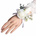 Corsage de poignet de mariage rose blanche tulipe bracelet de demoiselle d'honneur - Corsage de poignet / Blanc