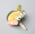 Bruiloft corsage gele bloem en roze roos voor de bruidegom en getuige pak decoratie - Geel
