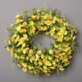 Artificial eucalyptus small daisy flower wreath for front door wall hanging home decor - 55*55*7.5 / As Shown