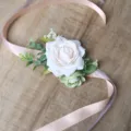 Fleur de poignet rose blanche artificielle mariage demoiselle d'honneur ruban rose - Corsage de poignet style B