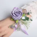 Purple rose wrist corsage wedding flower bride bridesmaid party wristband decorations - Wrist Corsage (Style D)