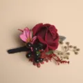 Kunstmatige bruiloft corsage voor bruidegom getuige roos bloem feest decoratie artikel - Corsage / Bordeauxrood