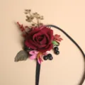 Kunstmatige Roos Bruiloft Corsage Boutonniere Pols Bloem Zijden Bloem Feest Accessoire - Polscorsage / Bordeauxrood