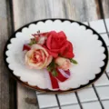 Exquisite wedding rose corsage and wrist flower red pink artificial floral decor for party - Wrist Corsage / Red