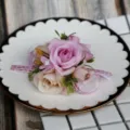 Beautiful wedding artificial rose wrist flower corsage for bridal party decoration. - Wrist Corsage / Purple