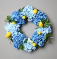 Blue hydrangea artificial flower wreath with yellow lemons for home door wall decor variant - Lemon Style (Inner 40 Outer 55CM)