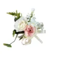 Artificial rose wrist flower wedding bridesmaid corsage pink white floral bracelet decor - Corsage / Light Pink