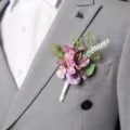 European wedding groom corsage artificial flower suit brooch for party business event - Fuchsia Corsages