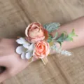 Handmade artificial rose wrist corsage for wedding and bridal party decor accessory. - Style C (Wrist Corsage)