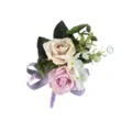 Artificial rose wrist flower pink corsage for wedding party bridesmaid floral decor - Corsage / Purple
