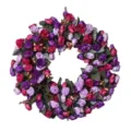 Artificial flower wreath vintage floral door hanging autumn decor for home wall decoration. - Approx 48-50cm / Purple