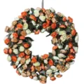 Artificial flower wreath autumn tea rose door hanging home wall decor floral decoration - Approx 48-50cm / Orange