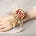 Korean wedding wrist flower champagne rose corsage bracelet for bridesmaid bride - Style D Wrist Corsages / Mixed Colors