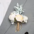 Rustieke bruiloft bloem corsage boutonniere camelia pak speld voor feest decoratie - Corsage / Licht Champagne