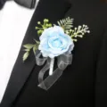 Blue rose boutonnière corsage for wedding prom graduation party suit jacket accessory - Style 2 (Boutonnières)